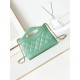 Fake Chanel 31 Mini Shopping Bag Chain Clutch Shiny AS3656 Light Green Replica