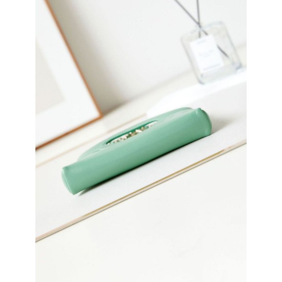 Fake Chanel 31 Mini Shopping Bag Chain Clutch Shiny AS3656 Light Green Replica