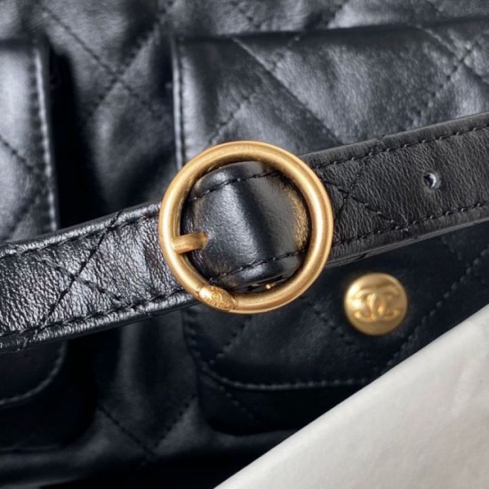 Fake Chanel 24p Hobo Hip Messenger Bag As4668 Black Replica