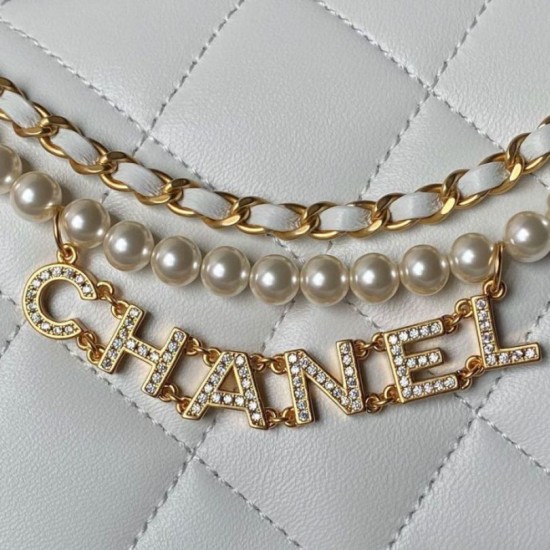 Replica Chanel 24A Pearl Letter Chain Bag AS5011 White
