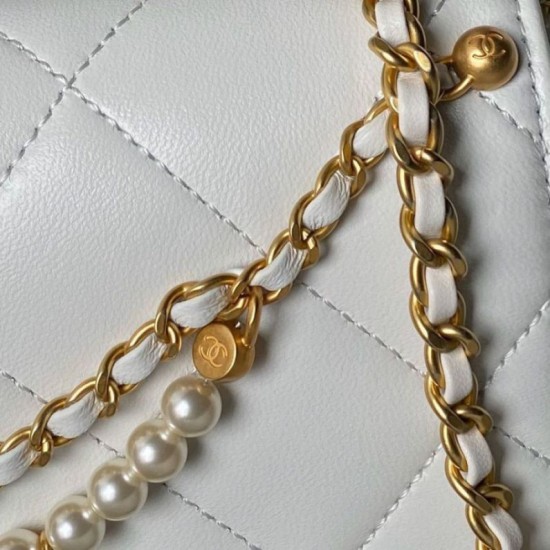 Replica Chanel 24A Pearl Letter Chain Bag AS5011 White
