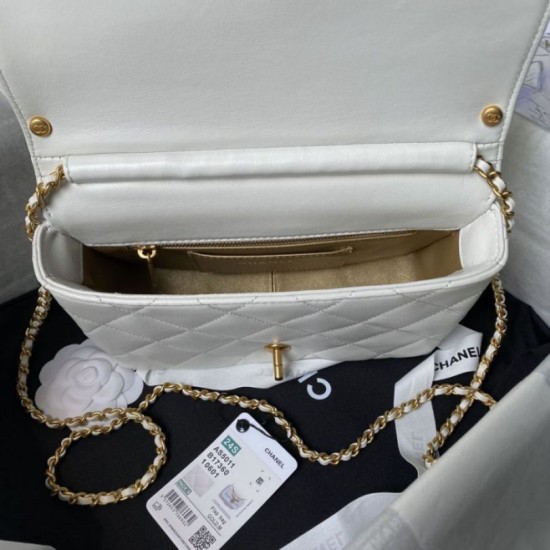 Replica Chanel 24A Pearl Letter Chain Bag AS5011 White