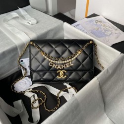 Replica Chanel 24A Pearl Letter Chain Bag AS5011 Black