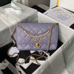 Replica Chanel 24A Pearl Letter Chain Bag AS5011 Purple