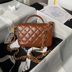 Fake Chanel Mini Flap Bag With Top Handle AS4992 Orange Replica