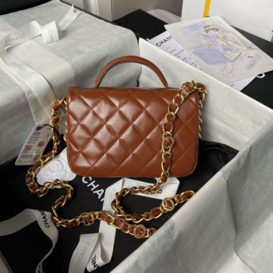 Fake Chanel Mini Flap Bag With Top Handle AS4992 Orange Replica