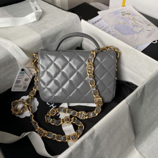 Replica Chanel Mini Flap Bag With Top Handle AS4992 Gray