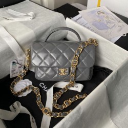 Replica Chanel Mini Flap Bag With Top Handle AS4992 Gray