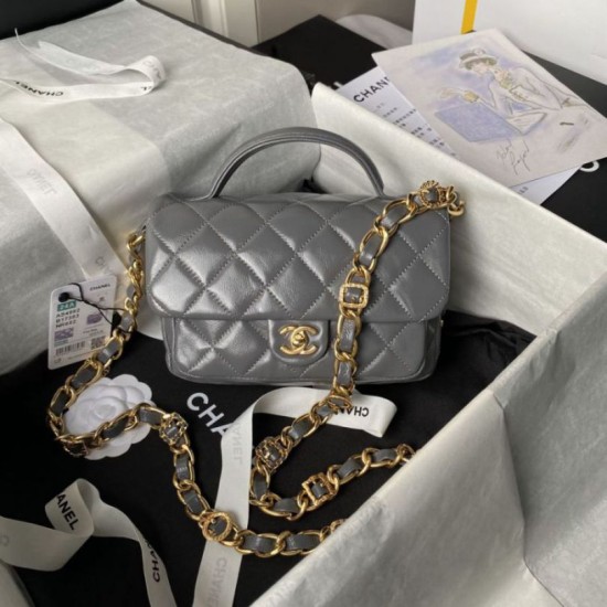 Replica Chanel Mini Flap Bag With Top Handle AS4992 Gray