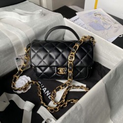 Replica Chanel Mini Flap Bag With Top Handle AS4992 Black