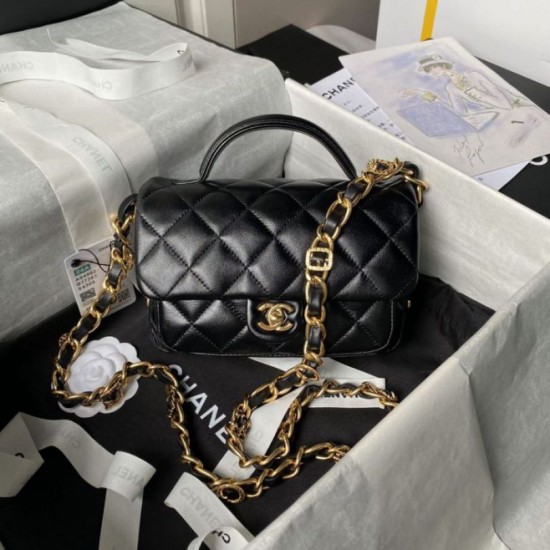 Replica Chanel Mini Flap Bag With Top Handle AS4992 Black