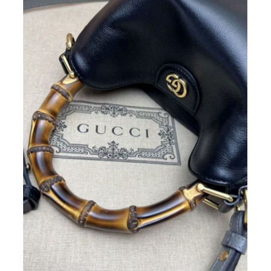 Fake Gucci Diana small bamboo shoulder bag Black Replica Fake Gucci Diana small bamboo shoulder bag Black Replica