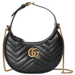 Replica Gucci GG Marmont A mini bag in the shape of a half-moon Black