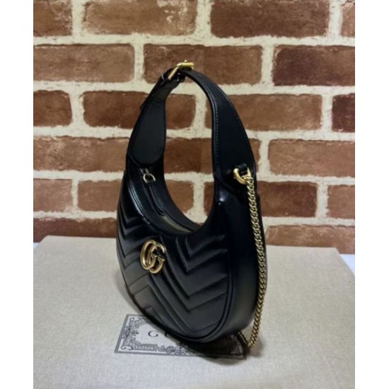 Replica Gucci GG Marmont A mini bag in the shape of a half-moon Black Replica Gucci GG Marmont A mini bag in the shape of a half-moon Black