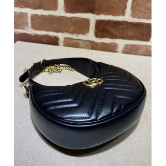 Replica Gucci GG Marmont A mini bag in the shape of a half-moon Black Replica Gucci GG Marmont A mini bag in the shape of a half-moon Black