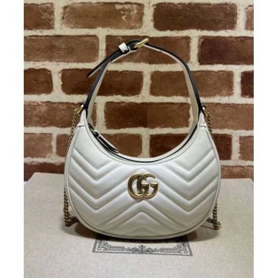 Replica Gucci GG Marmont A mini bag in the shape of a half-moon White Replica Gucci GG Marmont A mini bag in the shape of a half-moon White