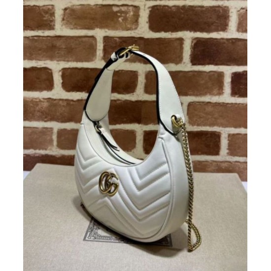 Replica Gucci GG Marmont A mini bag in the shape of a half-moon White Replica Gucci GG Marmont A mini bag in the shape of a half-moon White