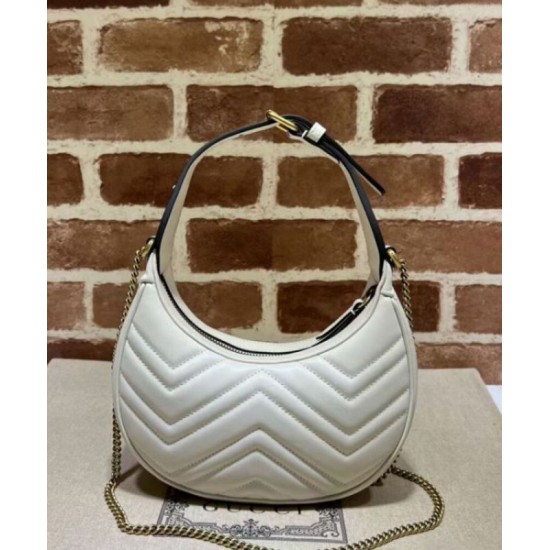 Replica Gucci GG Marmont A mini bag in the shape of a half-moon White Replica Gucci GG Marmont A mini bag in the shape of a half-moon White
