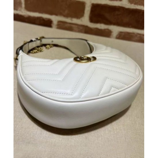Replica Gucci GG Marmont A mini bag in the shape of a half-moon White Replica Gucci GG Marmont A mini bag in the shape of a half-moon White