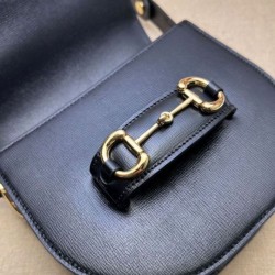 Replica Gucci Horsebit 1955 Mini Rounded Bag 760191 Black