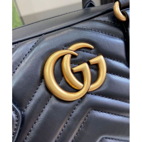 Replica Gucci GG Marmont Small Top Handle Bag 795199 Black Fake Gucci GG Marmont Small Top Handle Bag 795199 Black Replica