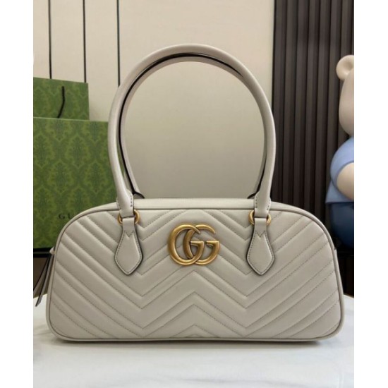 Fake Gucci GG Marmont Medium Top Handle Bag 795218 Light Gray Replica Replica Gucci GG Marmont Medium Top Handle Bag 795218 Light Gray