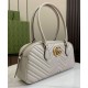 Fake Gucci GG Marmont Medium Top Handle Bag 795218 Light Gray Replica Replica Gucci GG Marmont Medium Top Handle Bag 795218 Light Gray
