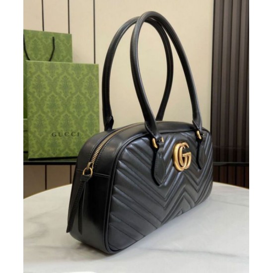 Replica Gucci GG Marmont Medium Top Handle Bag 795218 Black Replica Gucci GG Marmont Medium Top Handle Bag 795218 Black