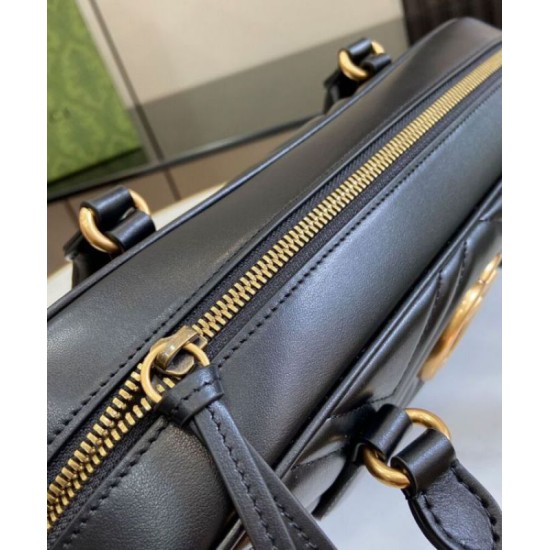 Replica Gucci GG Marmont Medium Top Handle Bag 795218 Black Replica Gucci GG Marmont Medium Top Handle Bag 795218 Black