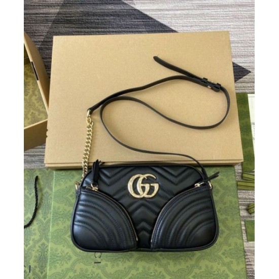 Fake Gucci GG Marmont Small Shoulder Bag 798715 Black Replica Replica Gucci GG Marmont Small Shoulder Bag 798715 Black