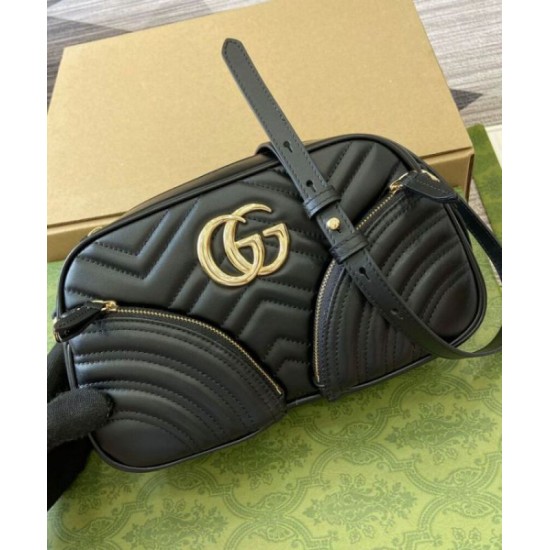 Fake Gucci GG Marmont Small Shoulder Bag 798715 Black Replica Replica Gucci GG Marmont Small Shoulder Bag 798715 Black