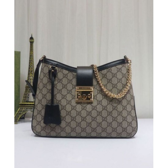 Fake Gucci Padlock GG Medium Shoulder Bag 795113 Black Replica Replica Gucci Padlock GG Medium Shoulder Bag 795113 Black