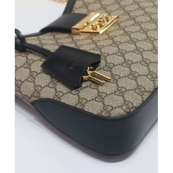 Fake Gucci Padlock GG Medium Shoulder Bag 795113 Black Replica Replica Gucci Padlock GG Medium Shoulder Bag 795113 Black