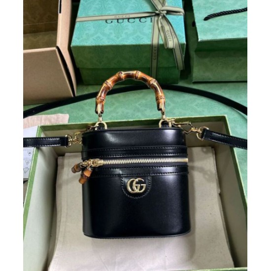 Replica Gucci Mini Bamboo Shoulder Bag 760200 Black