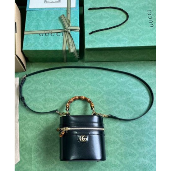 Replica Gucci Mini Bamboo Shoulder Bag 760200 Black