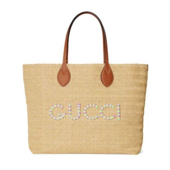 Fake Gucci Medium Straw-Effect Tote 779666 Apricot Replica Replica Gucci Medium Straw-Effect Tote 779666 Apricot