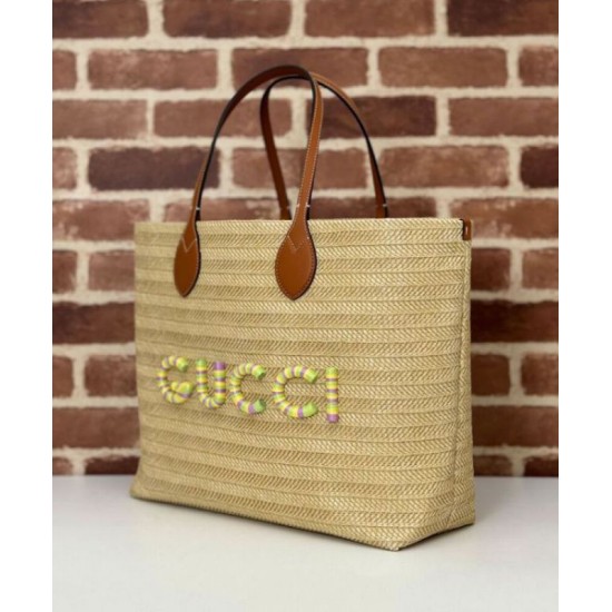 Fake Gucci Medium Straw-Effect Tote 779666 Apricot Replica Replica Gucci Medium Straw-Effect Tote 779666 Apricot