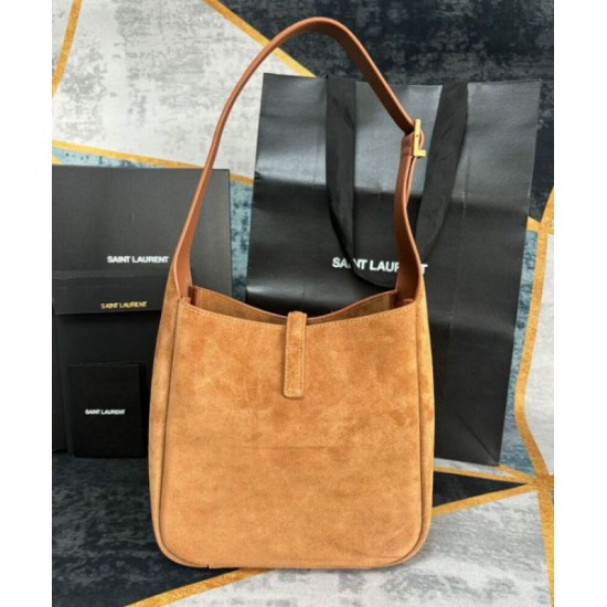 Fake YSL Saint Laurent Le 5 A 7 Supple Small In Suede Coffee Replica