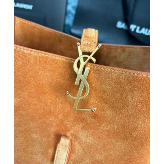 Fake YSL Saint Laurent Le 5 A 7 Supple Small In Suede Coffee Replica