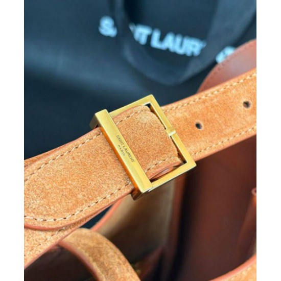 Fake YSL Saint Laurent Le 5 A 7 Supple Small In Suede Coffee Replica