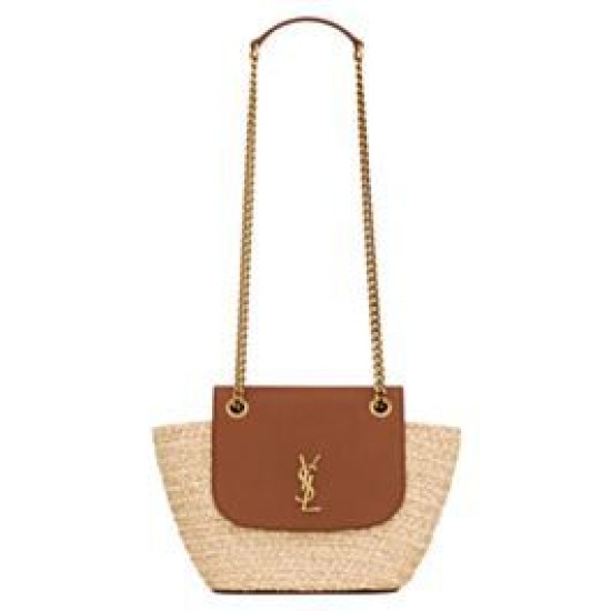 Replica YSL Saint Laurent Mini Manon In Raffia And Aged Vegetable-Tanned Leather Coffee Replica YSL Saint Laurent Mini Manon In Raffia And Aged Vegetable-Tanned Leather Coffee