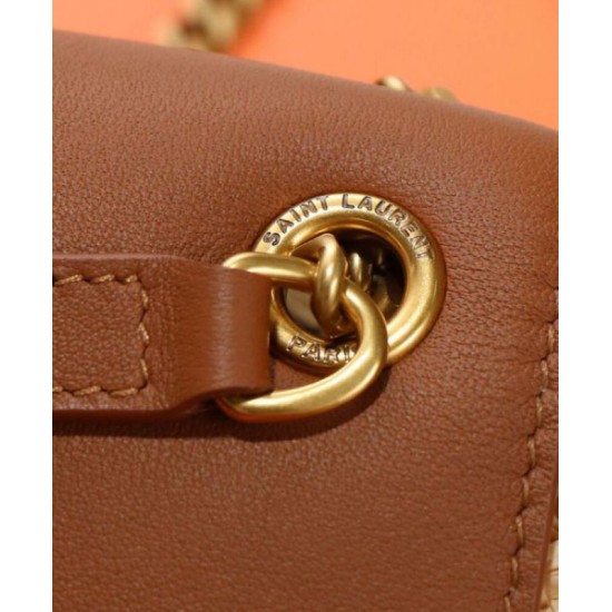 Replica YSL Saint Laurent Mini Manon In Raffia And Aged Vegetable-Tanned Leather Coffee Replica YSL Saint Laurent Mini Manon In Raffia And Aged Vegetable-Tanned Leather Coffee