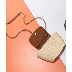 Replica YSL Saint Laurent Mini Manon In Raffia And Aged Vegetable-Tanned Leather Coffee Replica YSL Saint Laurent Mini Manon In Raffia And Aged Vegetable-Tanned Leather Coffee