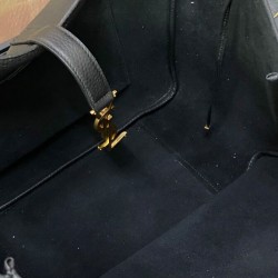 Fake YSL Saint Laurent Bea Tote In Grained Leather Black Replica