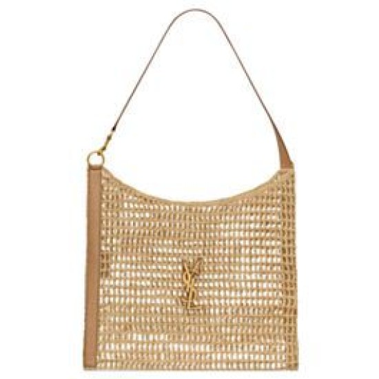 Fake YSL Saint Laurent Oxalis Bag In Raffia Macrame Apricot Replica