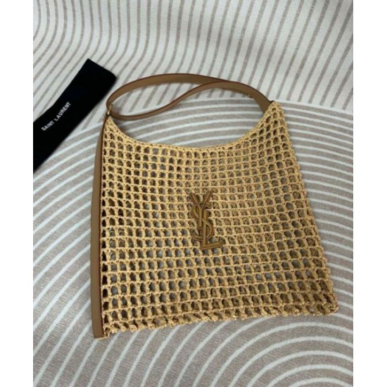 Fake YSL Saint Laurent Oxalis Bag In Raffia Macrame Apricot Replica