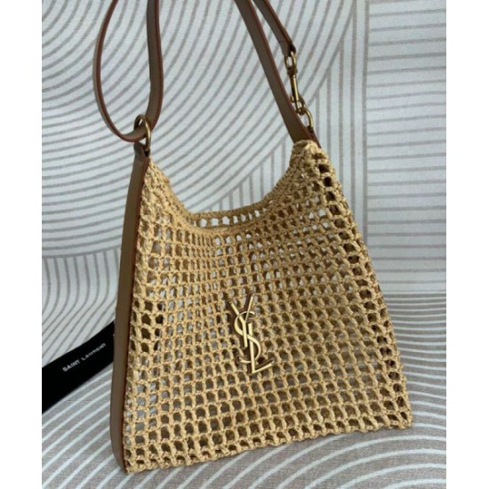 Fake YSL Saint Laurent Oxalis Bag In Raffia Macrame Apricot Replica