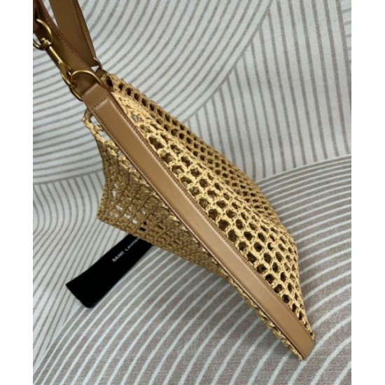 Fake YSL Saint Laurent Oxalis Bag In Raffia Macrame Apricot Replica