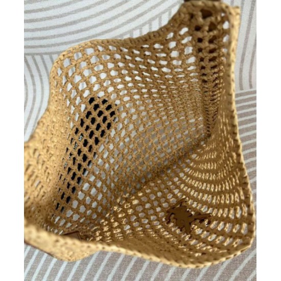 Fake YSL Saint Laurent Oxalis Bag In Raffia Macrame Apricot Replica