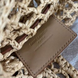 Fake YSL Saint Laurent Oxalis Bag In Raffia Macrame Apricot Replica